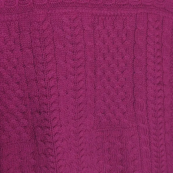 Aran Crafts Womens Sweater‎ Poncho Shawl Wrap Cable Knit Pink Fisherman Wool OS